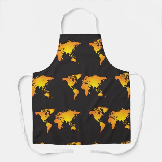 Gloeiende Wereldkaart in Sinaasappel en geel Schort (Voorkant)