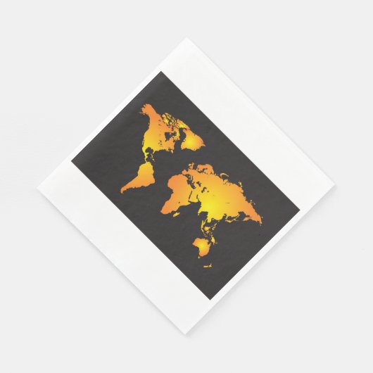 Gloeiende Wereldkaart in Sinaasappel en geel Servet (Hoek)