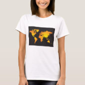 Gloeiende Wereldkaart in Sinaasappel en geel T-shirt (Voorkant)