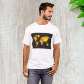 Gloeiende Wereldkaart in Sinaasappel en geel T-shirt