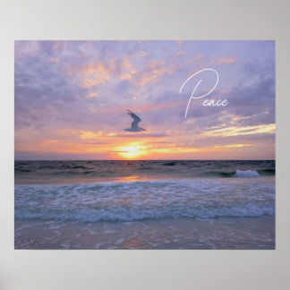 Gloeiende wolken boven zonsondergang poster