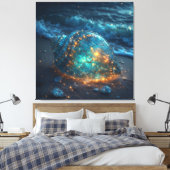 Gloeiende Zeeschelp op Strand Onder Canvas Afdruk (Insitu (Slaapkamer))