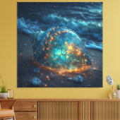 Gloeiende Zeeschelp op Strand Onder Canvas Afdruk (Insitu (Woonkamer))