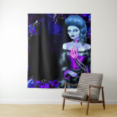 Gloeiende Zombie Dode Meisje Halloween Feest Achte Wandkleed (In situ)