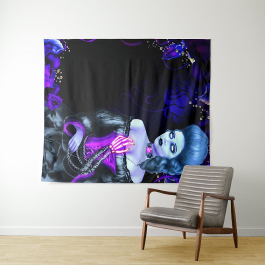 Gloeiende Zombie Dode Meisje Halloween Feest Achte Wandkleed (In Situ (horizontaal))