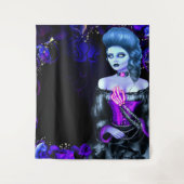 Gloeiende Zombie Dode Meisje Halloween Feest Achte Wandkleed (Voorkant)