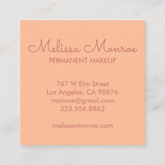 Gloeiende zon Schattige en Charming Peach Fuzz Pin Vierkante Visitekaartje (Achterkant)