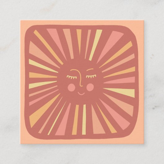 Gloeiende zon Schattige en Charming Peach Fuzz Pin Vierkante Visitekaartje (Voorkant)