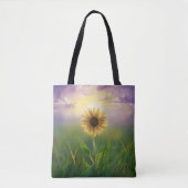 Gloeiende zonnebloem in een groene weide tote bag (Voorkant)