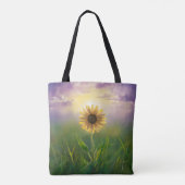 Gloeiende zonnebloem in een groene weide tote bag (Achterkant)