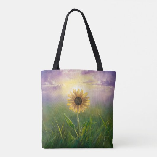 Gloeiende zonnebloem in een groene weide tote bag (Achterkant)