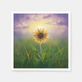 Gloeiende zonnebloem in grasveld servet (Voorkant)