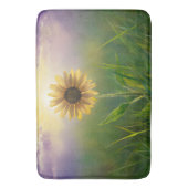 Gloeiende zonnebloem in groene weide badmat (Voorkant Verticaal)