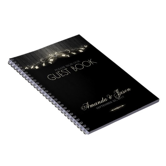 Gloeiende zwart-wit bruiloft gastenboek hhn02 notitieboek (Rechterzijde)