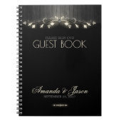 Gloeiende zwart-wit bruiloft gastenboek hhn02 notitieboek (Voorkant)