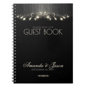 Gloeiende zwart-wit bruiloft gastenboek hhn02 notitieboek