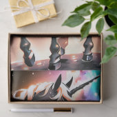 Gloeiende zwarte eenhoorn fantasie verjaardag cade tissuepapier (Geschenk)