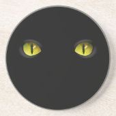 Gloeiende zwarte kat-ogen in het donker zandsteen onderzetter (Voorkant)
