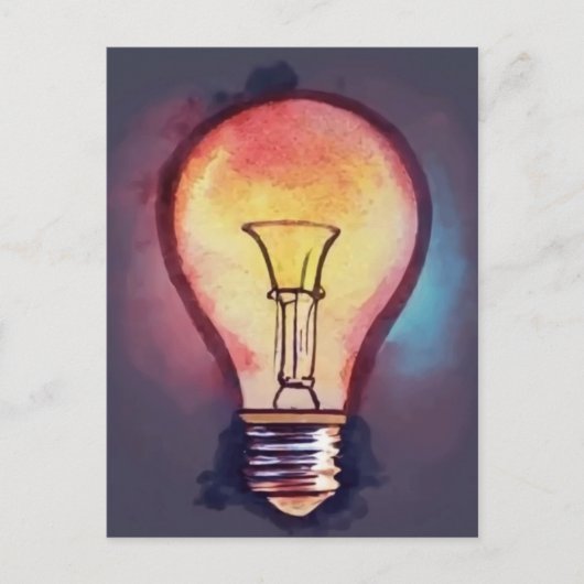 Gloeilamp Aquarel Schilderij, Lamp Briefkaart (Voorkant)