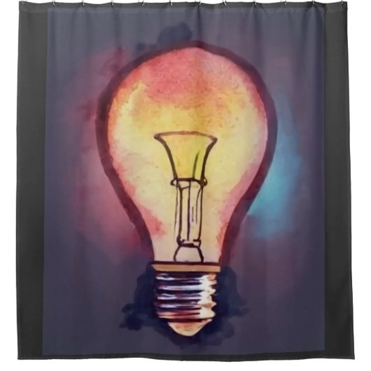 Gloeilamp Aquarel Schilderij, Lamp Douchegordijn (Voorkant)