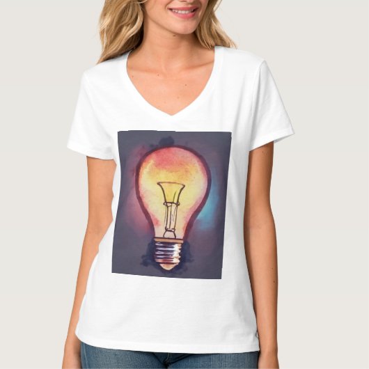 Gloeilamp Aquarel Schilderij, Lamp T-shirt (Voorkant)