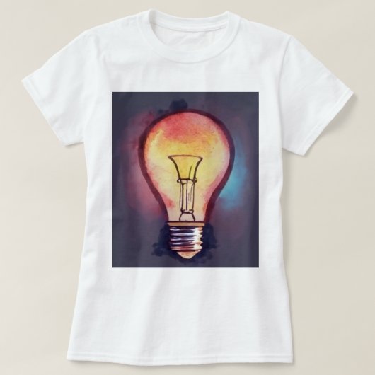 Gloeilamp Aquarel Schilderij, Lamp T-shirt (Design voorkant)