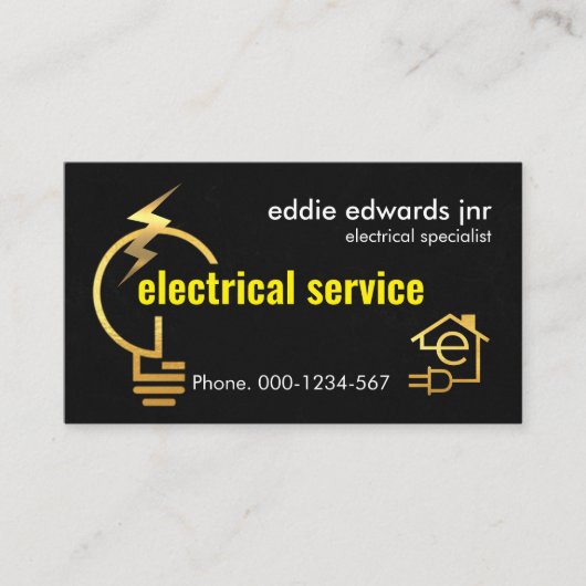 gloeilamp bliksemelektriciteit visitekaartje (Voorkant)