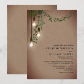 gloeilamp Botanische Garland bruiloft Kaart (Voorkant / Achterkant)