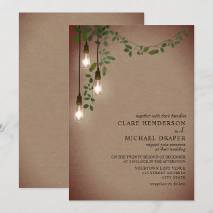  gloeilamp Botanische Garland bruiloft Kaart