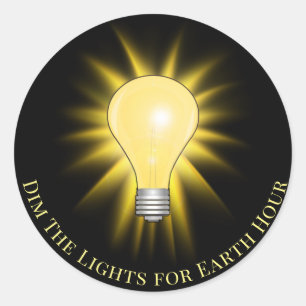 Gloeilamp Dim de lichten Earth Hour Ronde Sticker