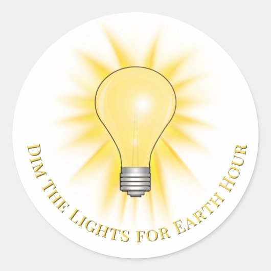 Gloeilamp Dim De Lichten Earth Hour  Ronde Sticker (Voorkant)