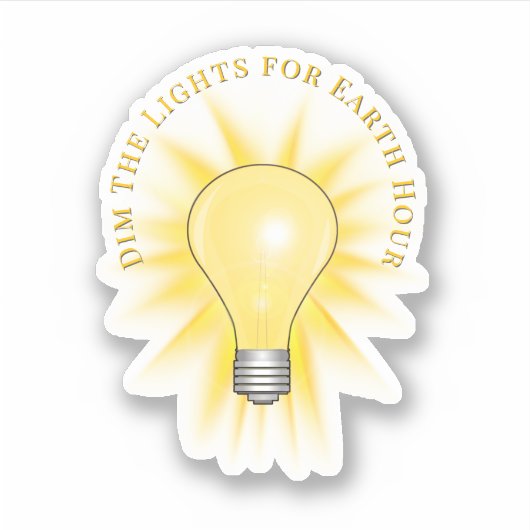 Gloeilamp Dim De Lichten Earth Hour Sticker (Voorkant)