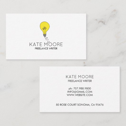 Gloeilamp Idee Symbool Zwart-wit Minimalist Visitekaartje (Voorkant / Achterkant)