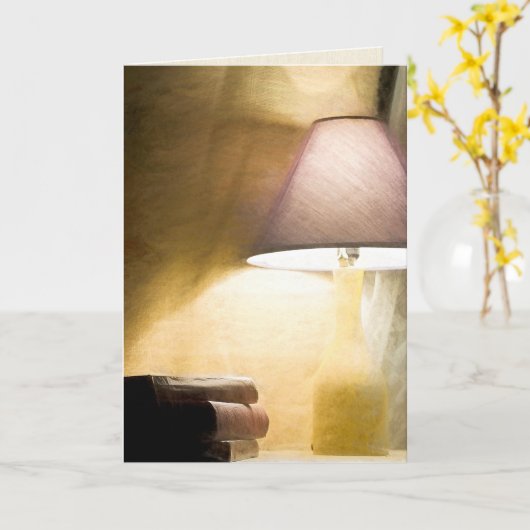 gloeilamp met een oude boekenimpressionisme kaart (Gele Bloem)