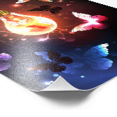 Gloeilamp met Nachtvlinders Foto Afdruk (Hoek)