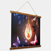 Gloeilamp met Nachtvlinders Hangend Wandkleed (Gebogen)