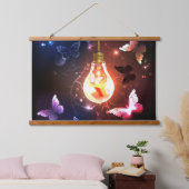 Gloeilamp met Nachtvlinders Hangend Wandkleed (Slaapkamer)