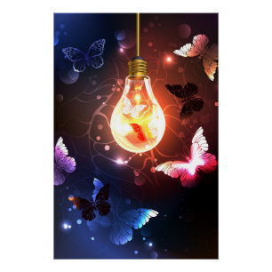 Gloeilamp met Nachtvlinders Perfect Poster