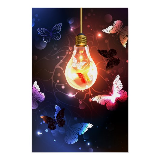 Gloeilamp met Nachtvlinders Perfect Poster (Voorkant)
