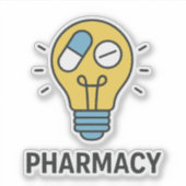 Gloeilamp met twee medische pillen binnen sticker (Voorkant)