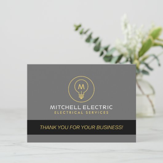 GLOEILAMP MONOGRAM LOGO Dank u kaart (Staand voorkant)