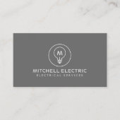 GLOEILAMP MONOGRAM LOGO OP GRIJS VOOR ELEKTRICIENS VISITEKAARTJE (Voorkant)