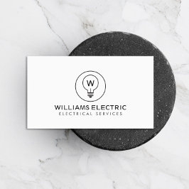 GLOEILAMP MONOGRAM LOGO OP WIT VOOR ELEKTRICIENS VISITEKAARTJE