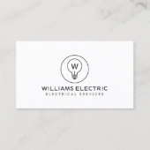 GLOEILAMP MONOGRAM LOGO OP WIT VOOR ELEKTRICIENS VISITEKAARTJE (Voorkant)