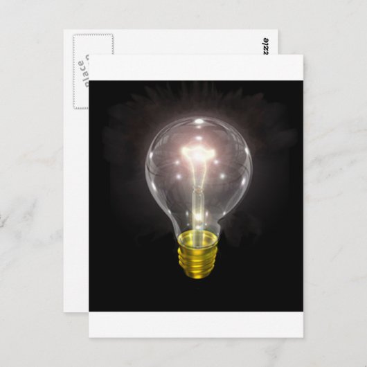 gloeilamp op blk 3-inch flap briefkaart (Voorkant / Achterkant)