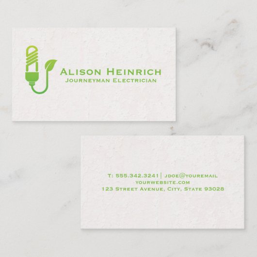 Gloeilamp | Stroom | Energie Visitekaartje (Voorkant / Achterkant)