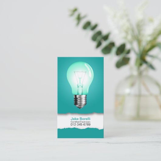 Gloeilamp Turquoise Visitekaartje (Staand voorkant)