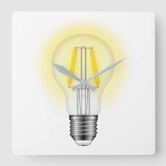 Gloeilamp Vierkante Klok (Voorkant)