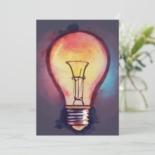 Gloeilamp Waterverf schilderen, gloeilamp Bedankkaart (Staand voorkant)