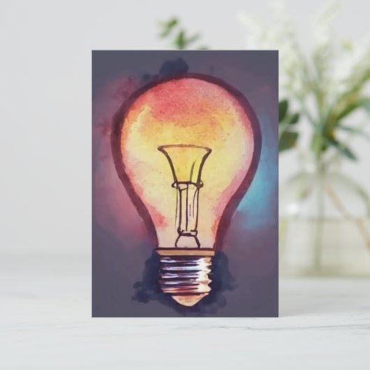 Gloeilamp Waterverf schilderen, gloeilamp Bedankkaart (Staand voorkant)